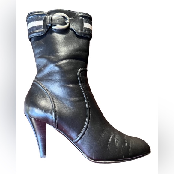 BALLY Black Leather Mid-Calf Boots Size 8.5 - Picture 13 of 16